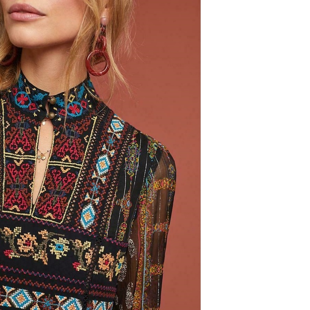 NWT Anthropologie, Elina Embroidered Dress - Picture 2 of 3